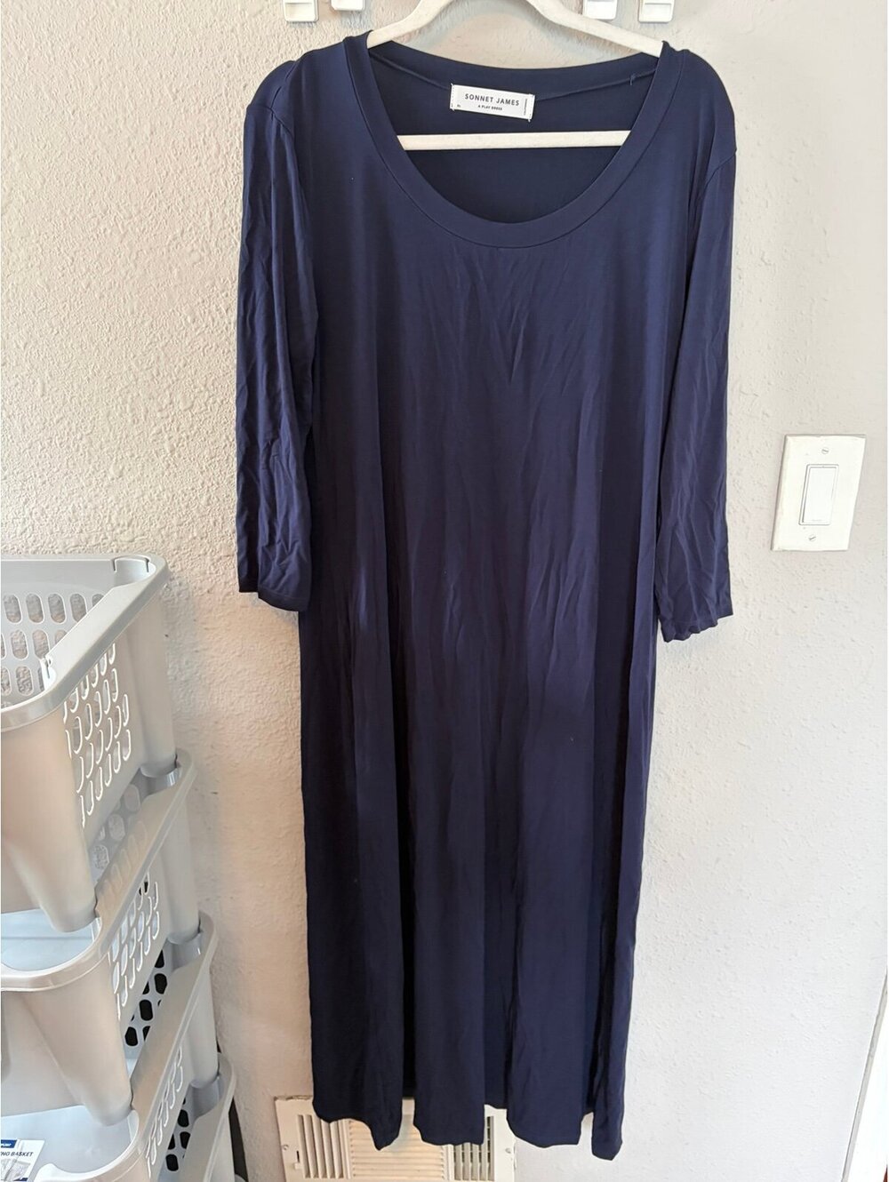 Sonnet James A Play Dress Navy Midi size XL. Bamboo fabric